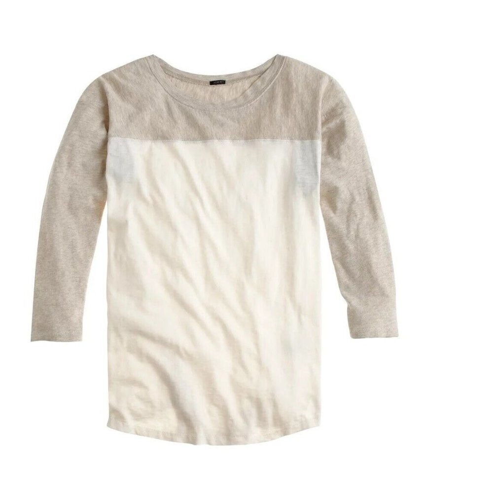 J Crew Womens Size XXS Colorblock Football Tee 3/4 Sleeve 100% Cotton B2978 1001